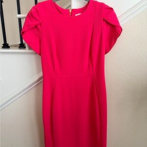 Hot pink tulip sleeve dress
